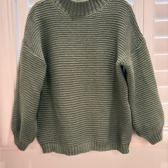SHEIN Sage Green Cowl Neck Chunky Sweater - Picture 3 of 5
